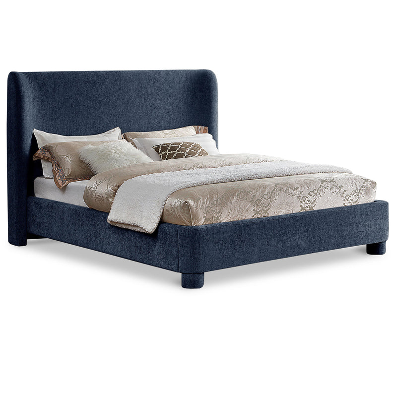 Meridian Penny Navy Chenille Fabric King Bed IMAGE 1
