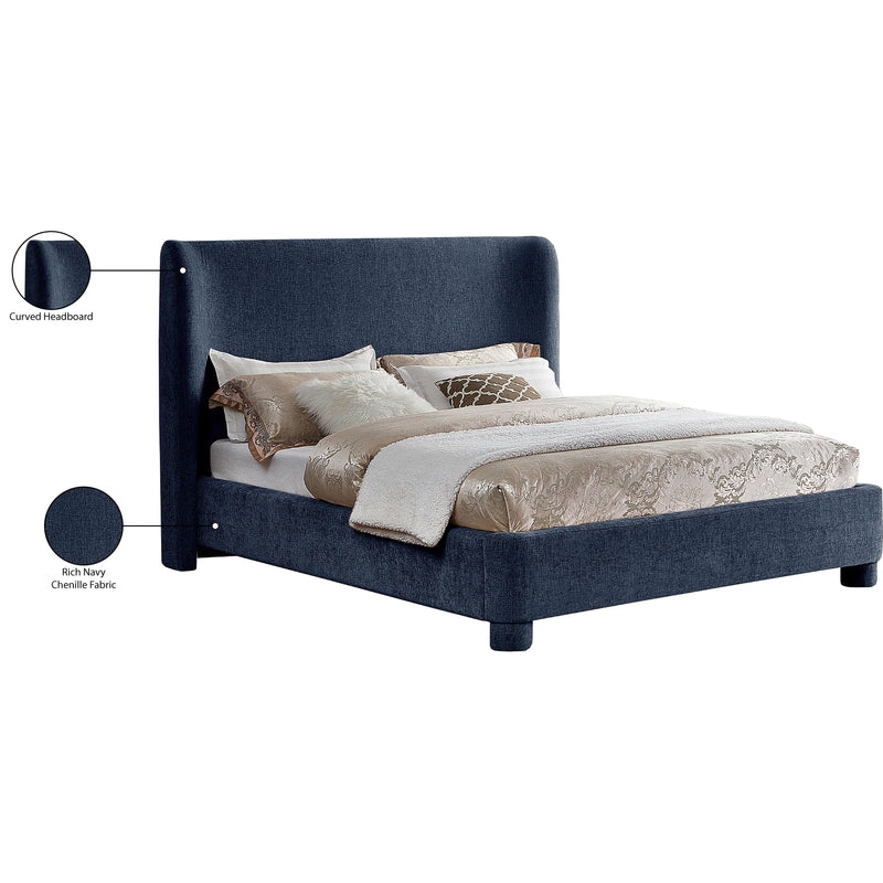 Meridian Penny Navy Chenille Fabric Queen Bed IMAGE 11