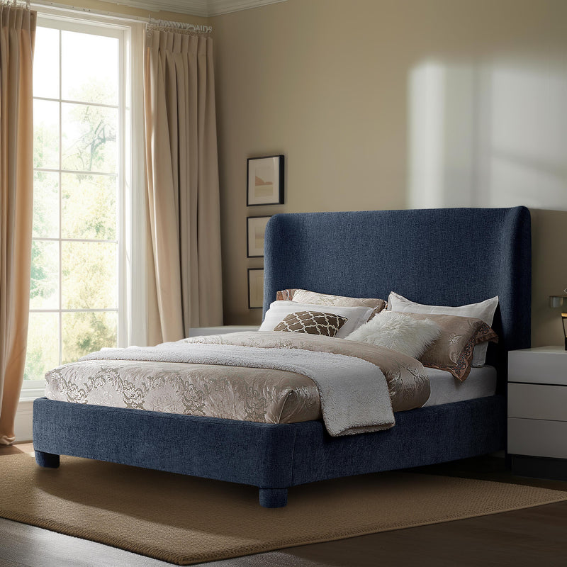 Meridian Penny Navy Chenille Fabric Queen Bed IMAGE 2