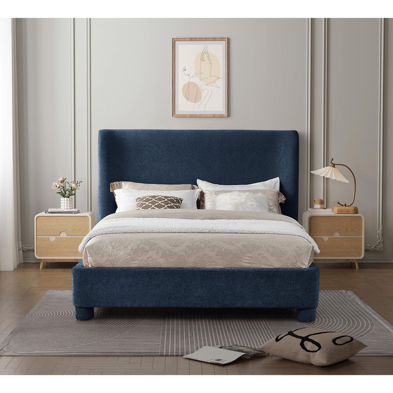 Meridian Penny Navy Chenille Fabric Queen Bed IMAGE 4