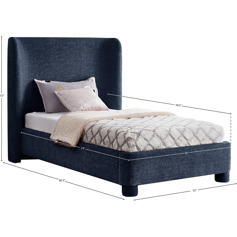 Meridian Penny Navy Chenille Fabric Twin Bed IMAGE 10
