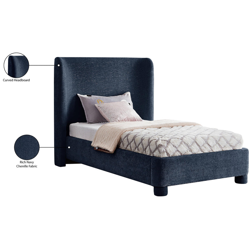 Meridian Penny Navy Chenille Fabric Twin Bed IMAGE 11
