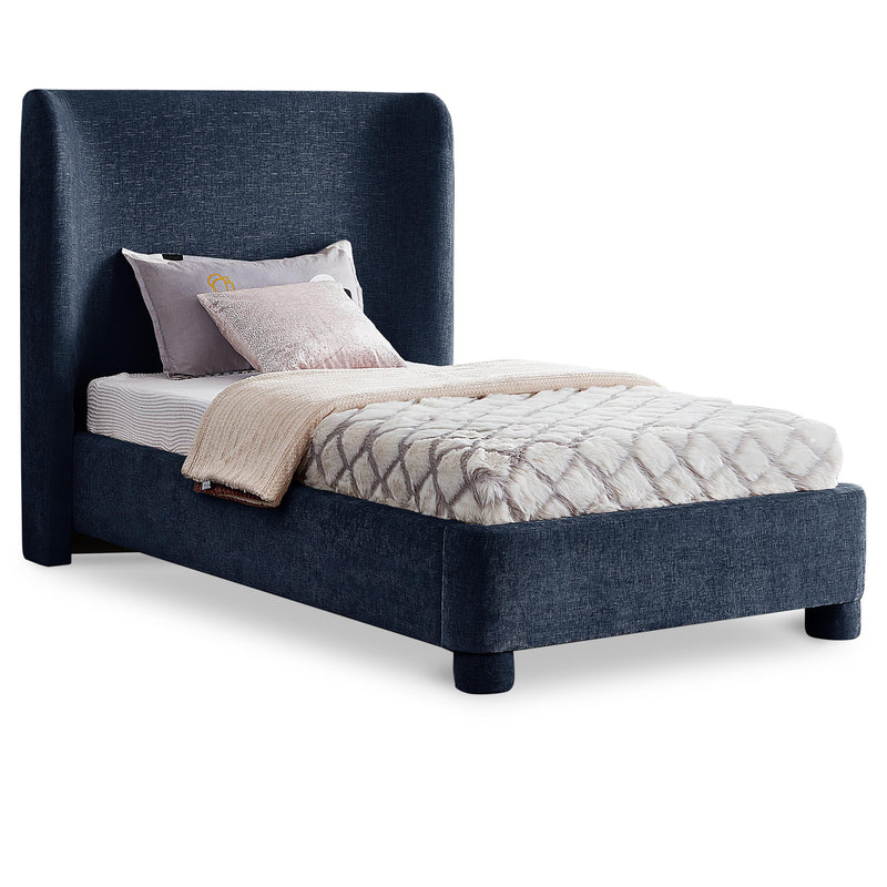 Meridian Penny Navy Chenille Fabric Twin Bed IMAGE 1