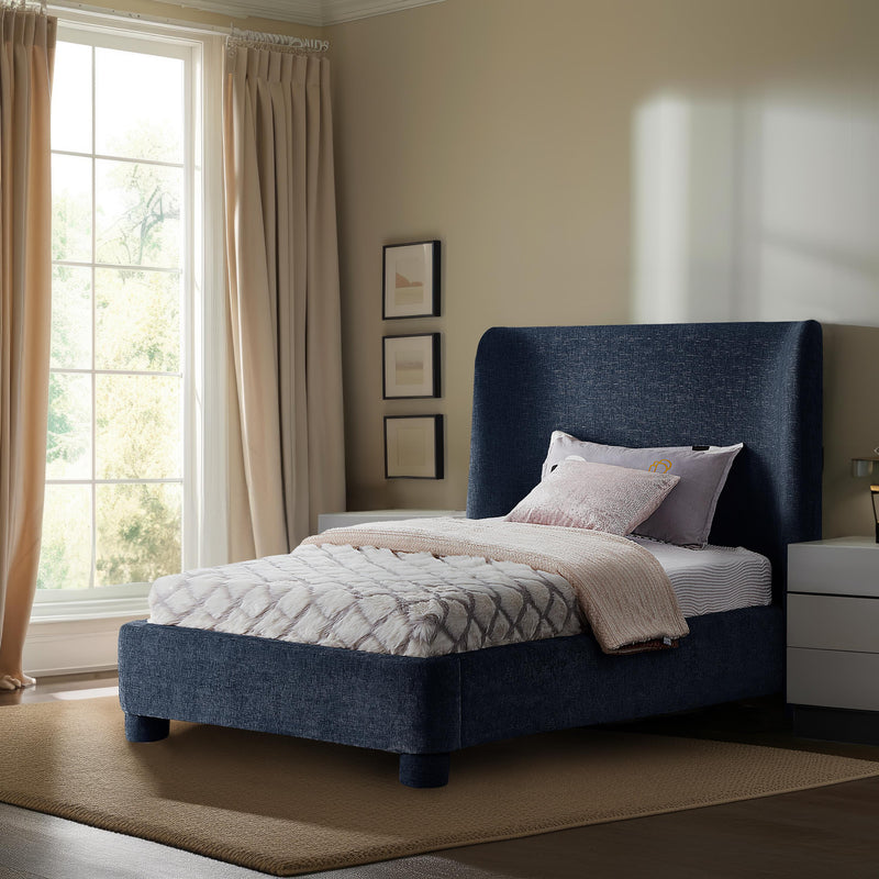 Meridian Penny Navy Chenille Fabric Twin Bed IMAGE 2
