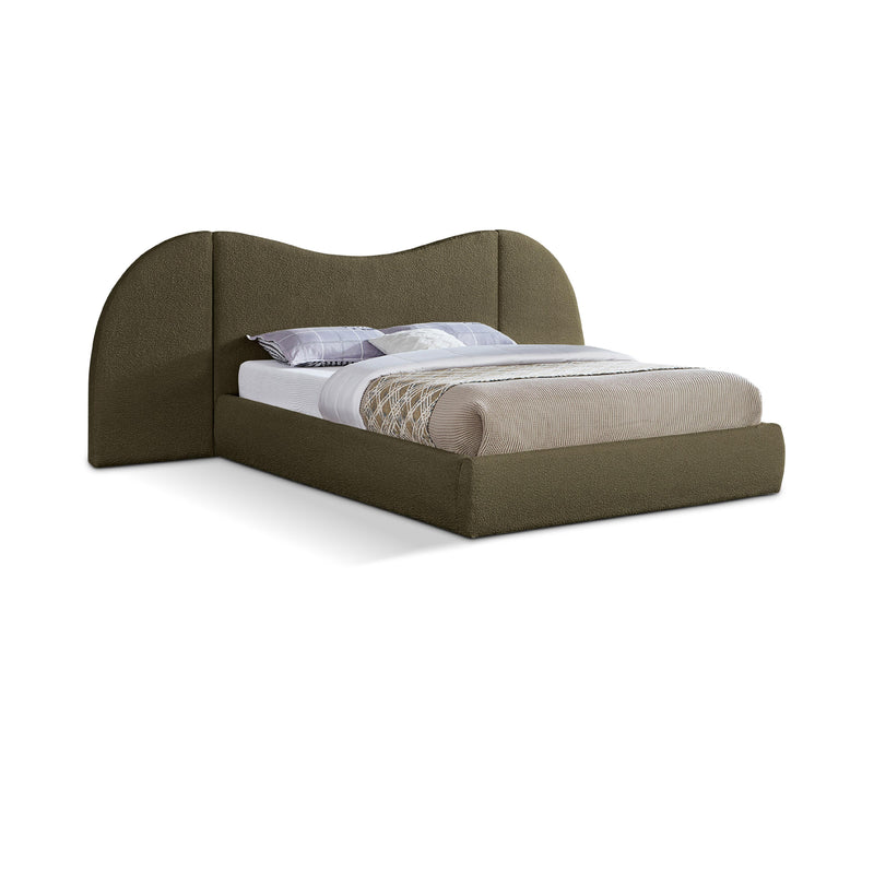 Meridian Everest Olive Green Boucle Fabric Queen Bed (3 Boxes) IMAGE 1