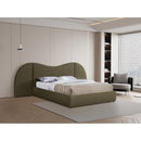 Meridian Everest Olive Green Boucle Fabric Queen Bed (3 Boxes) IMAGE 2