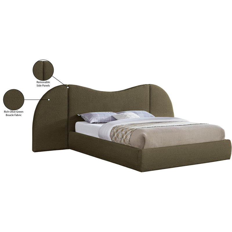 Meridian Everest Olive Green Boucle Fabric Queen Bed (3 Boxes) IMAGE 7
