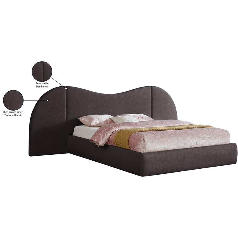 Meridian Everest Brown Linen Textured Fabric King Bed (3 Boxes) IMAGE 8