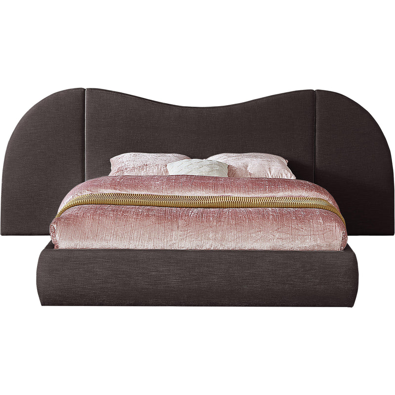 Meridian Everest Brown Linen Textured Fabric Queen Bed (3 Boxes) IMAGE 3