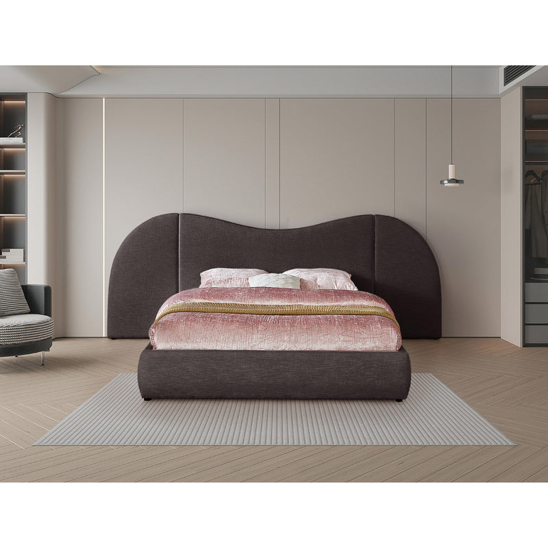 Meridian Everest Brown Linen Textured Fabric Queen Bed (3 Boxes) IMAGE 4