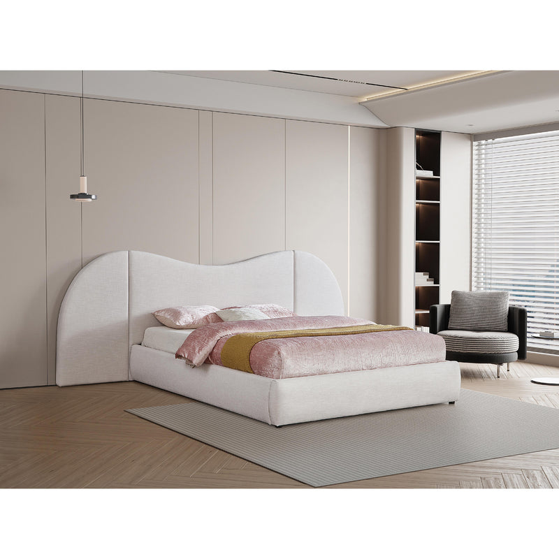 Meridian Everest Cream Linen Textured Fabric King Bed (3 Boxes) IMAGE 2