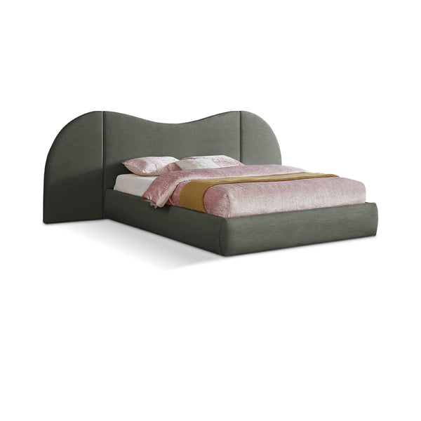 Meridian Everest Olive Green Linen Textured Fabric King Bed (3 Boxes) IMAGE 1