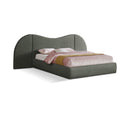 Meridian Everest Olive Green Linen Textured Fabric Queen Bed (3 Boxes) IMAGE 1