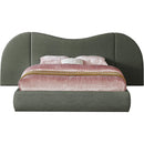 Meridian Everest Olive Green Linen Textured Fabric Queen Bed (3 Boxes) IMAGE 3