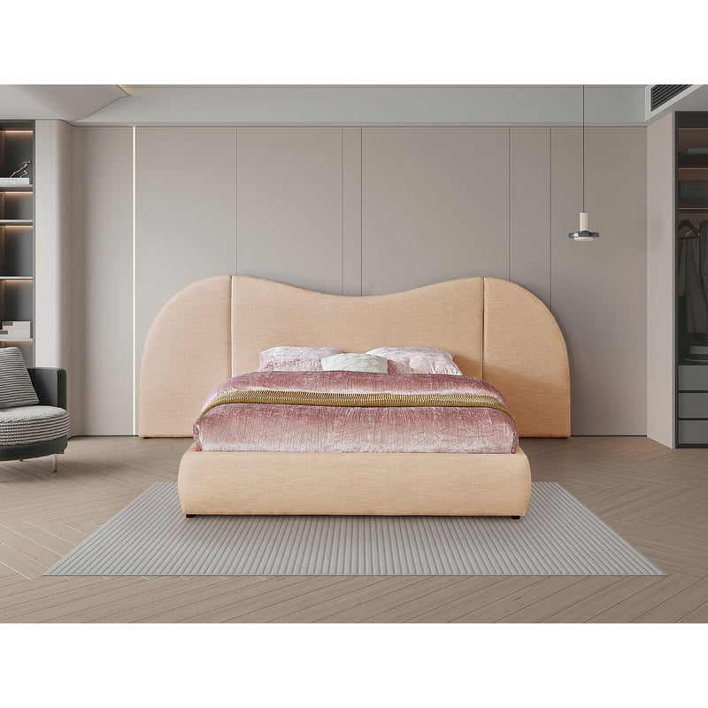 Meridian Everest Tan Linen Textured Fabric King Bed (3 Boxes) IMAGE 4