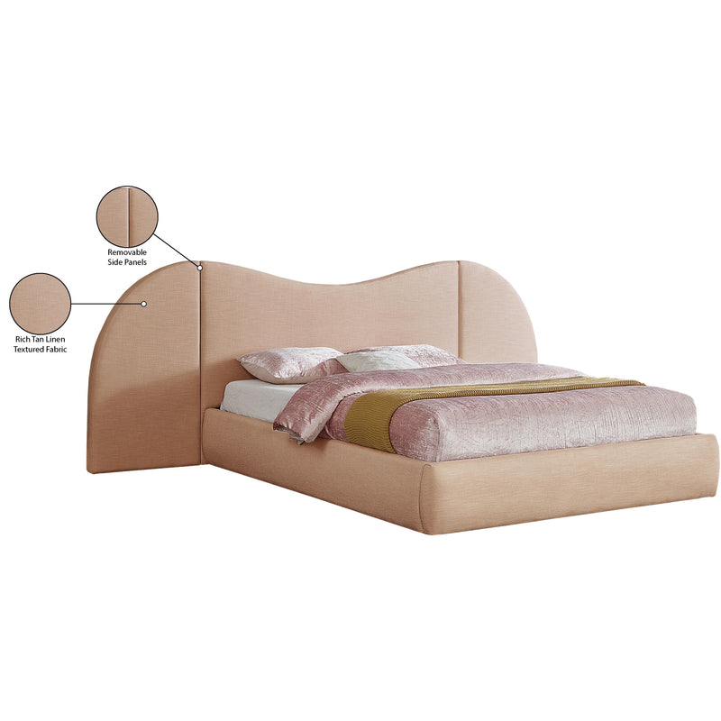 Meridian Everest Tan Linen Textured Fabric King Bed (3 Boxes) IMAGE 8