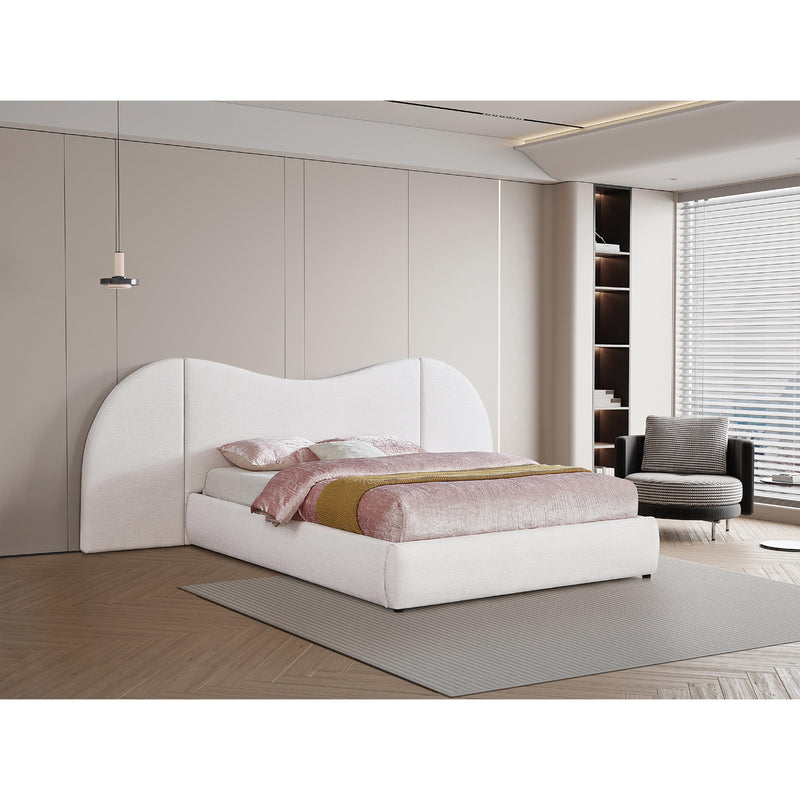 Meridian Everest White Linen Textured Fabric King Bed (3 Boxes) IMAGE 2