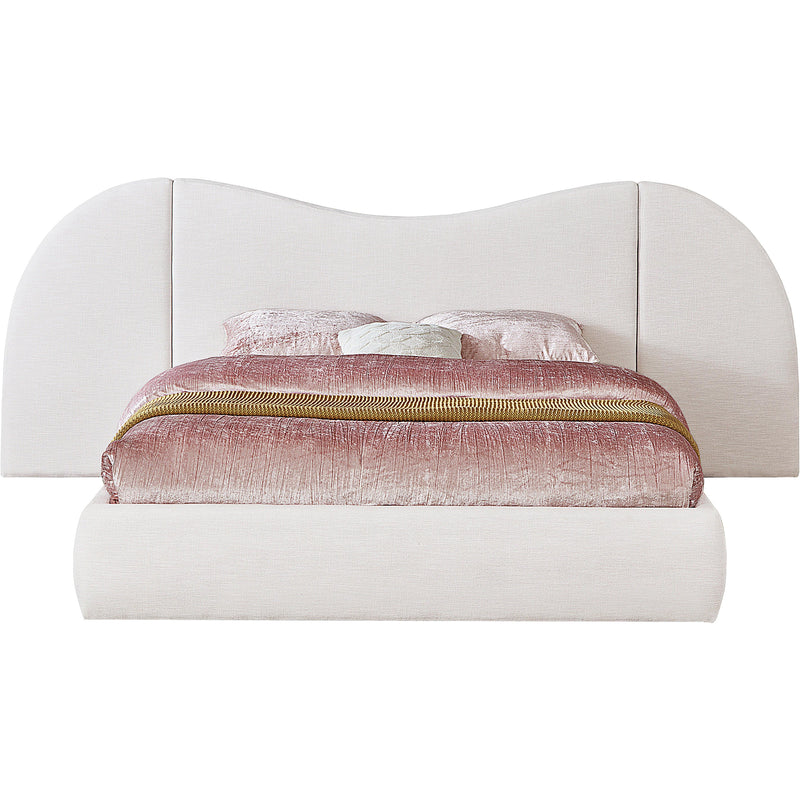 Meridian Everest White Linen Textured Fabric King Bed (3 Boxes) IMAGE 3