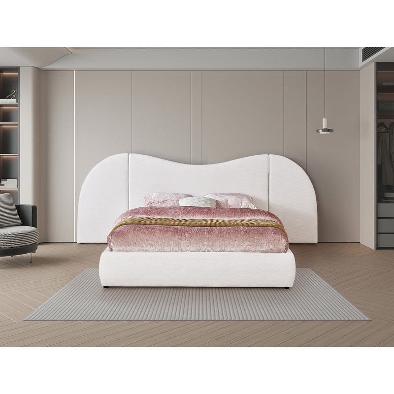 Meridian Everest White Linen Textured Fabric King Bed (3 Boxes) IMAGE 4