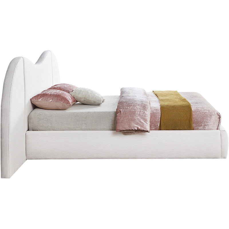 Meridian Everest White Linen Textured Fabric Queen Bed (3 Boxes) IMAGE 5