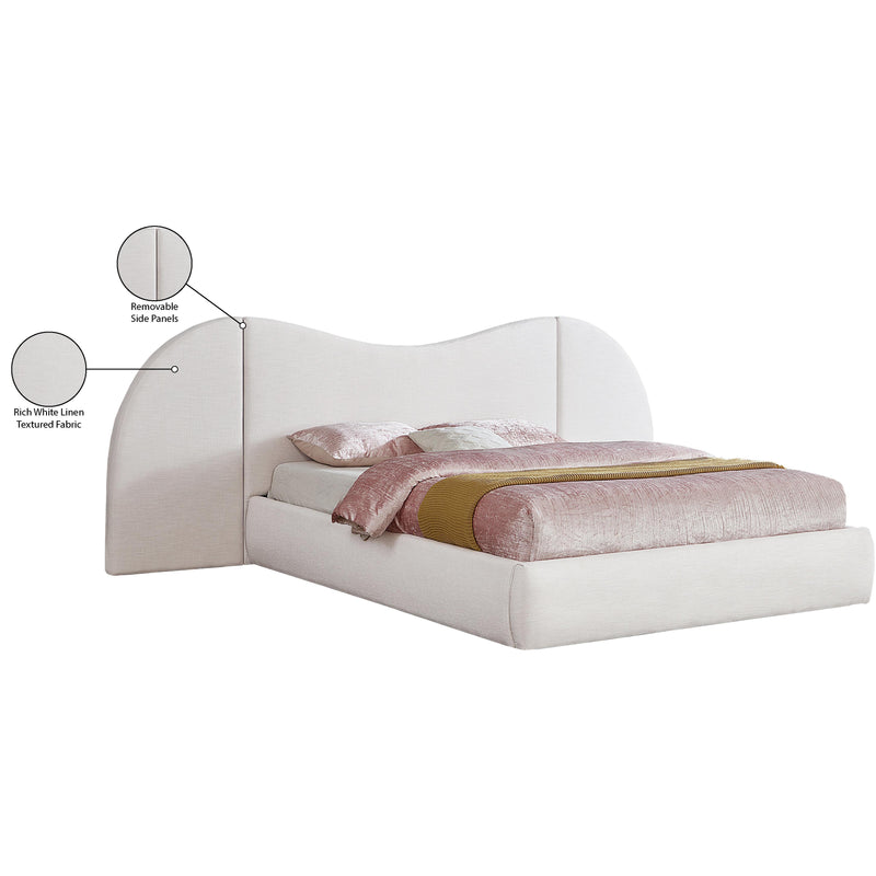 Meridian Everest White Linen Textured Fabric Queen Bed (3 Boxes) IMAGE 8