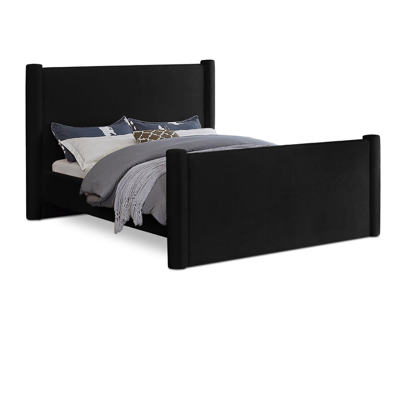 Meridian Elias Black Velvet Full Bed IMAGE 1