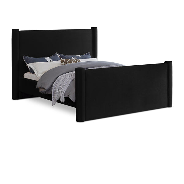 Meridian Elias Black Velvet King Bed IMAGE 1