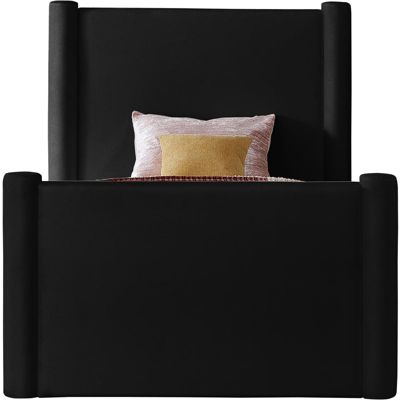 Meridian Elias Black Velvet Twin Bed IMAGE 3