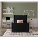 Meridian Elias Black Velvet Twin Bed IMAGE 4