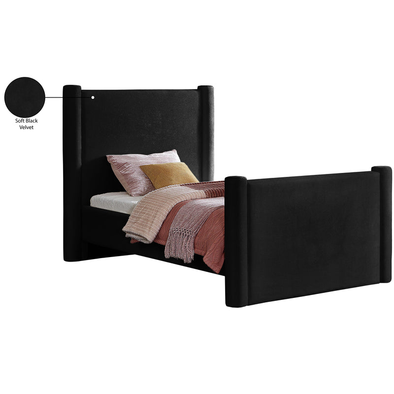 Meridian Elias Black Velvet Twin Bed IMAGE 8
