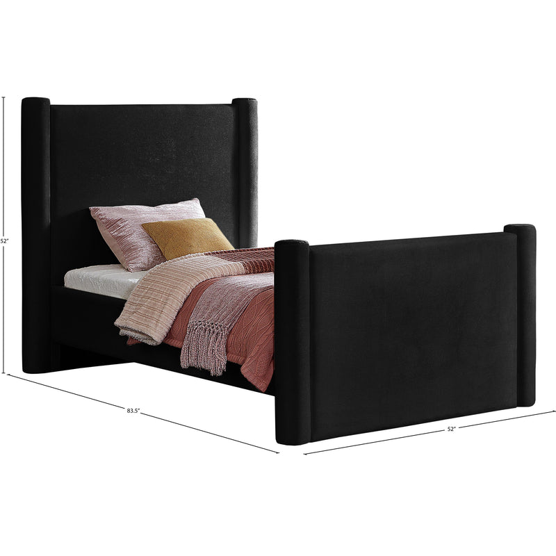 Meridian Elias Black Velvet Twin Bed IMAGE 9