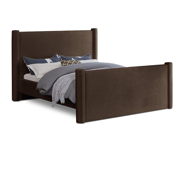Meridian Elias Brown Velvet King Bed IMAGE 1
