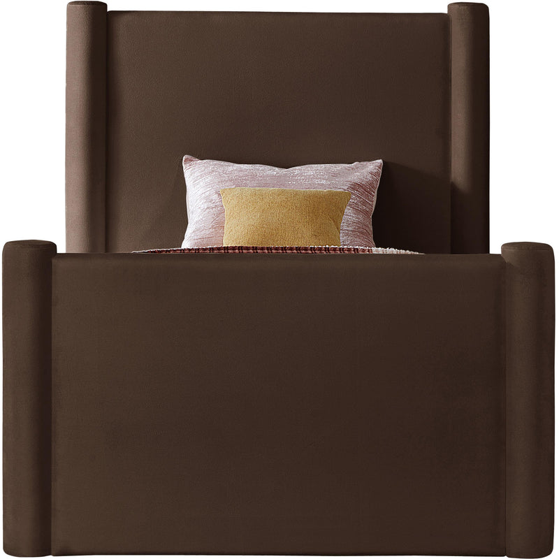 Meridian Elias Brown Velvet Twin Bed IMAGE 3