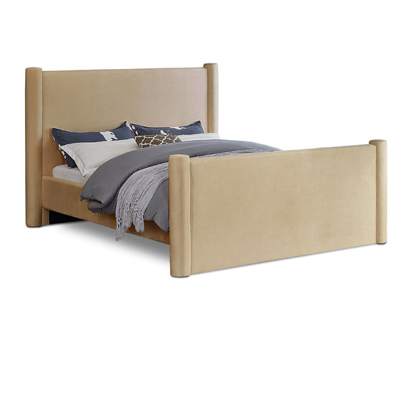 Meridian Elias Camel Velvet King Bed IMAGE 1