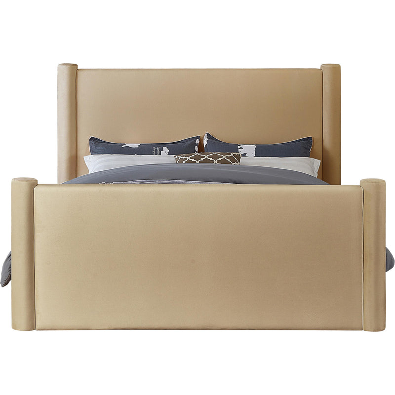 Meridian Elias Camel Velvet Queen Bed IMAGE 3