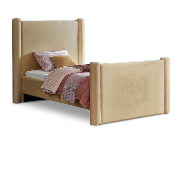 Meridian Elias Camel Velvet Twin Bed IMAGE 1