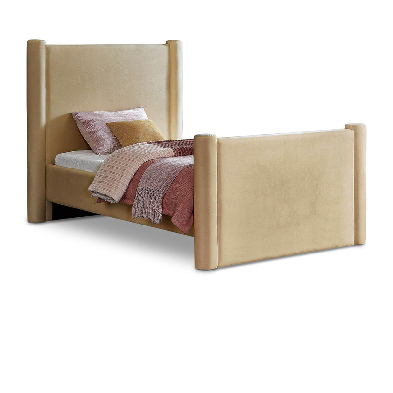 Meridian Elias Camel Velvet Twin Bed IMAGE 1