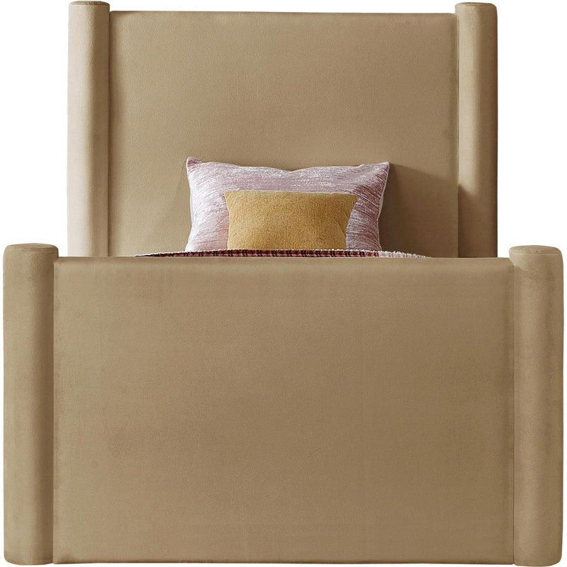 Meridian Elias Camel Velvet Twin Bed IMAGE 3