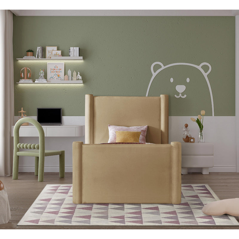 Meridian Elias Camel Velvet Twin Bed IMAGE 4