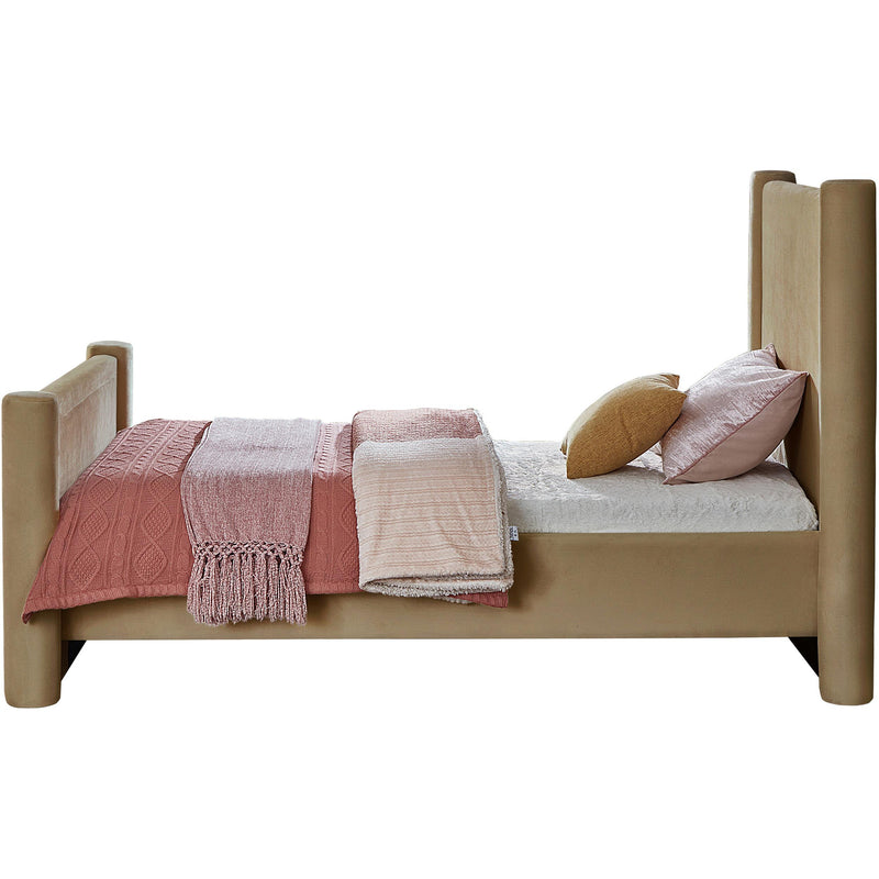 Meridian Elias Camel Velvet Twin Bed IMAGE 5