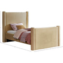 Meridian Elias Camel Velvet Twin Bed IMAGE 9