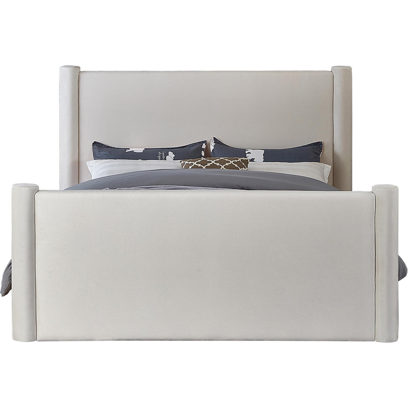 Meridian Elias Cream Velvet Queen Bed IMAGE 3