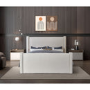 Meridian Elias Cream Velvet Queen Bed IMAGE 4