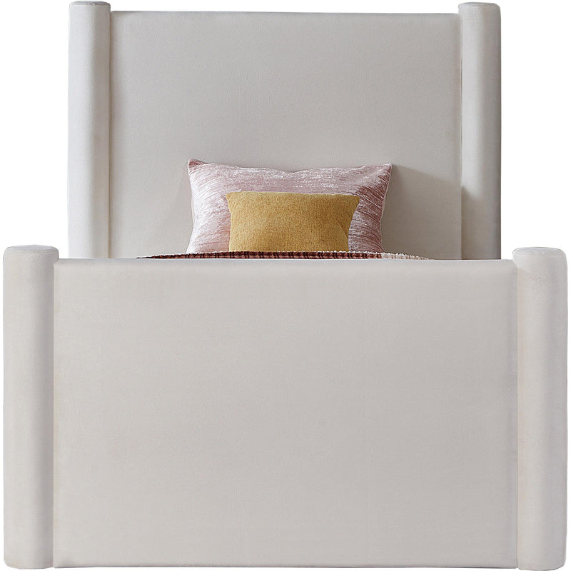 Meridian Elias Cream Velvet Twin Bed IMAGE 3