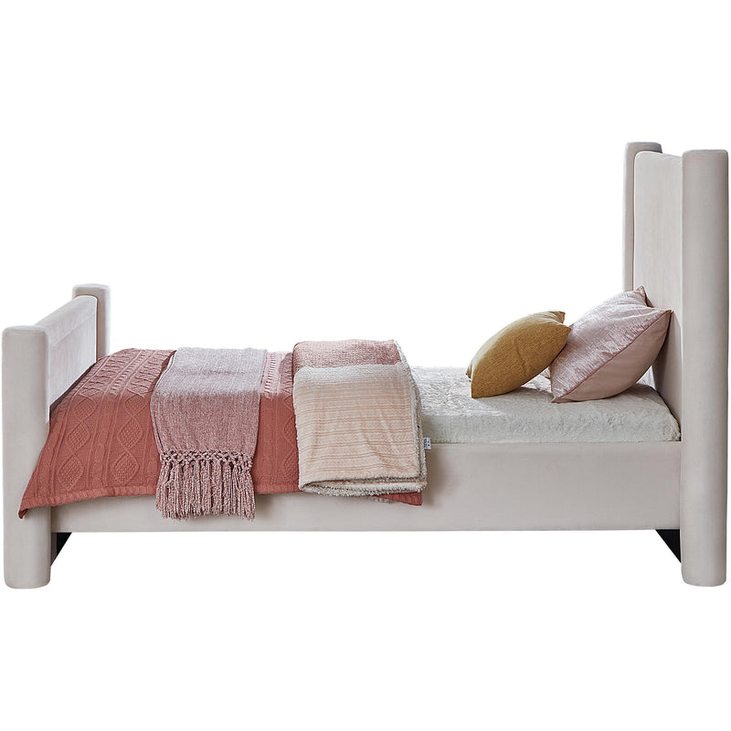 Meridian Elias Cream Velvet Twin Bed IMAGE 5