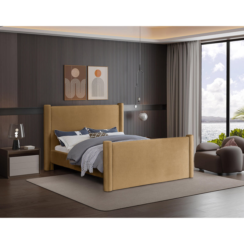 Meridian Elias Saddle Velvet Queen Bed IMAGE 2