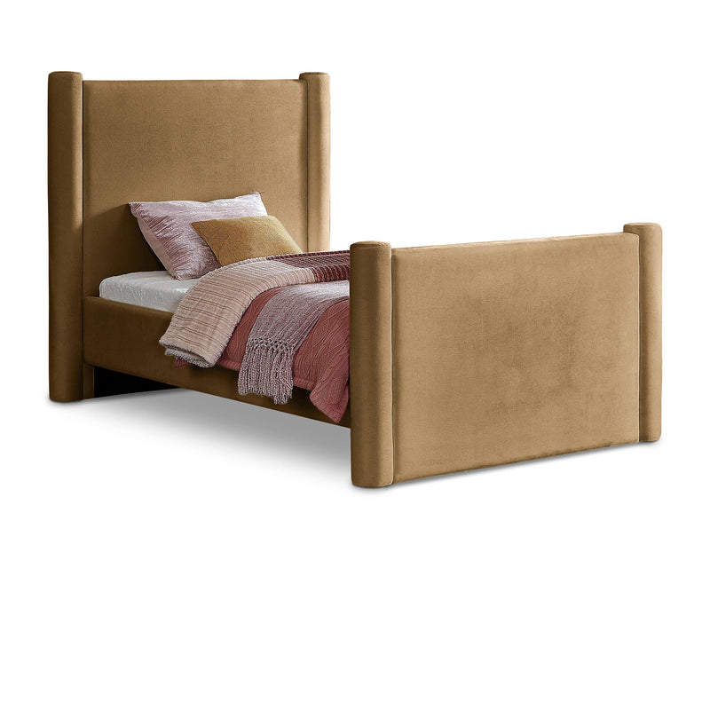 Meridian Elias Saddle Velvet Twin Bed IMAGE 1