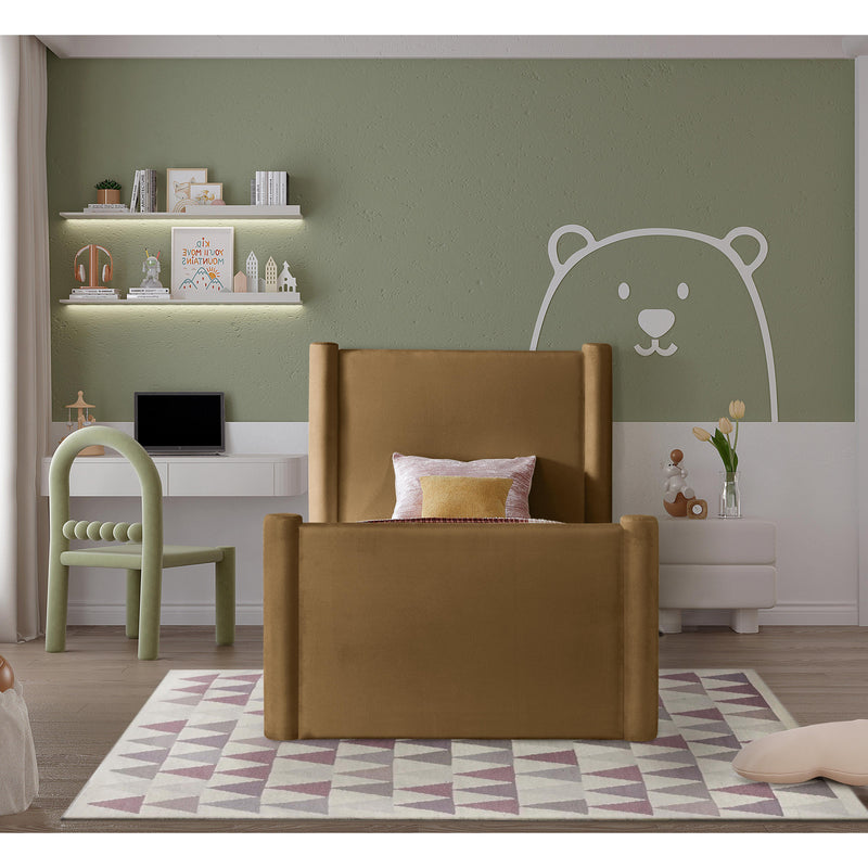 Meridian Elias Saddle Velvet Twin Bed IMAGE 4