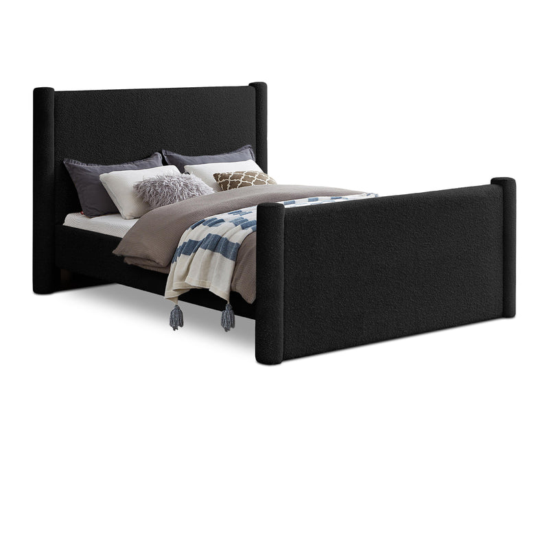 Meridian Elias Black Boucle Fabric King Bed IMAGE 1