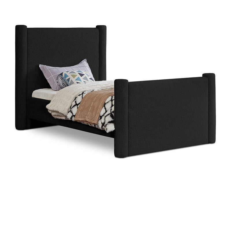 Meridian Elias Black Boucle Fabric Twin Bed IMAGE 1